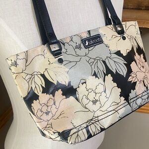 Sakroots Black and Cream Floral Shoulder Bag